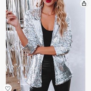 Silver Sparkly Blazer Size M